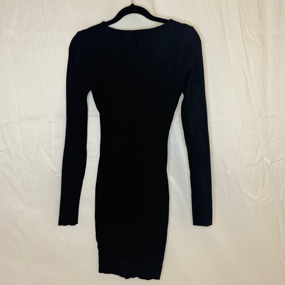 NWT MESHKI Solange Recycled Scoop Neck Knit Black Long Sleeve Mini Dress - Picture 5 of 6